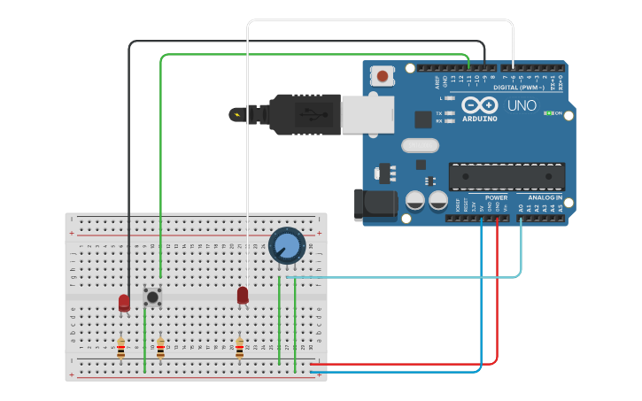 Circuit design Encendido y volumen de un aparato de sonido - Tinkercad
