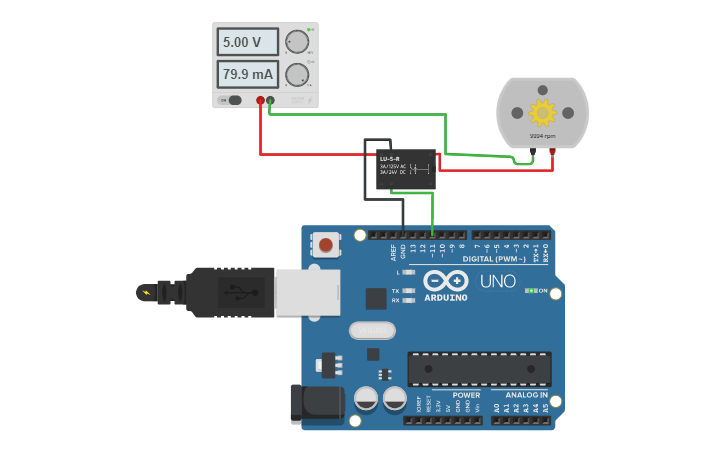 Circuit design DC Motor with Timer - Tinkercad