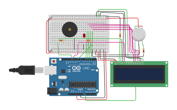 Circuit design Gas Detector - Tinkercad