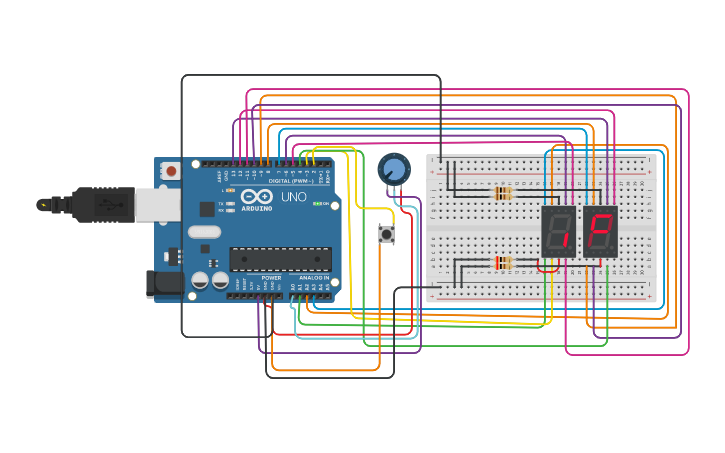 Circuit design 7 SEGMENT - Tinkercad