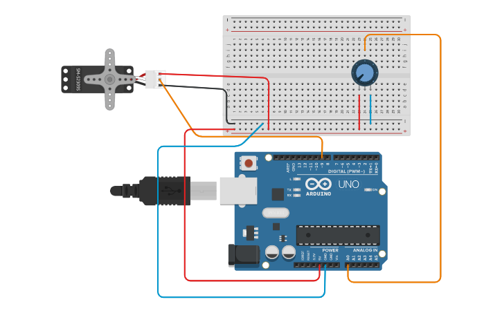 Circuit design Servomotor | Tinkercad