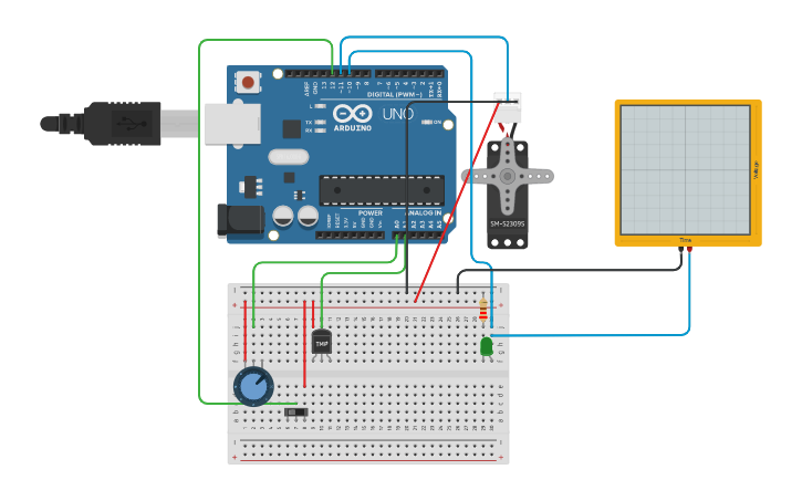 Circuit design Arduino with sensors and actuators - Tinkercad
