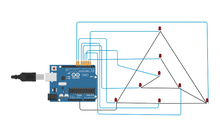 Circuit design triangulo - Tinkercad