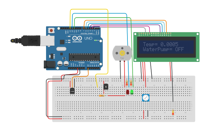 Circuit design Automated Irrigaton system - Tinkercad