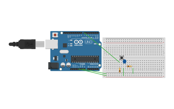 Circuit design Arduino Uno push button with capacitor - Tinkercad