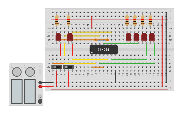 Circuit design 2-4 Decoder - Tinkercad