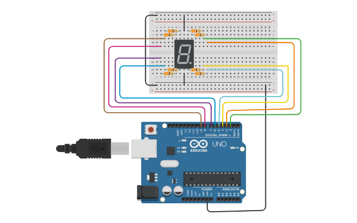 Circuit design 18. A. 7 Segmet Display Sürme - Tinkercad