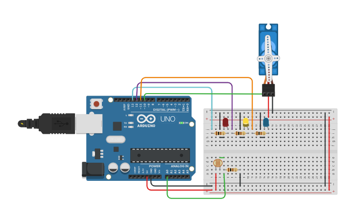 Circuit design Hatch Status Indicator and Controller - Tinkercad