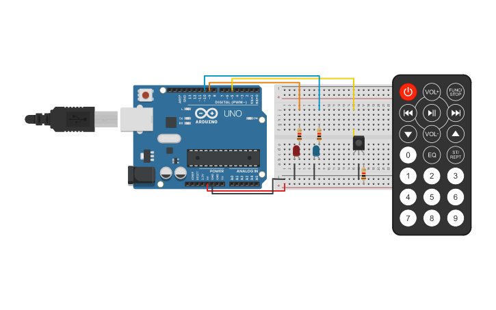 Two Track Remote Controller Design Circuit design IR remote controller - Tinkercad