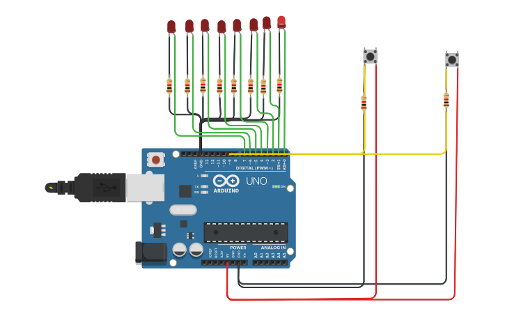 Circuit design led con 2 interruptores - Tinkercad
