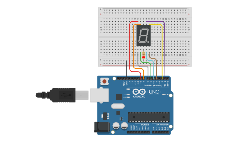 Circuit design 7 Segments - Tinkercad