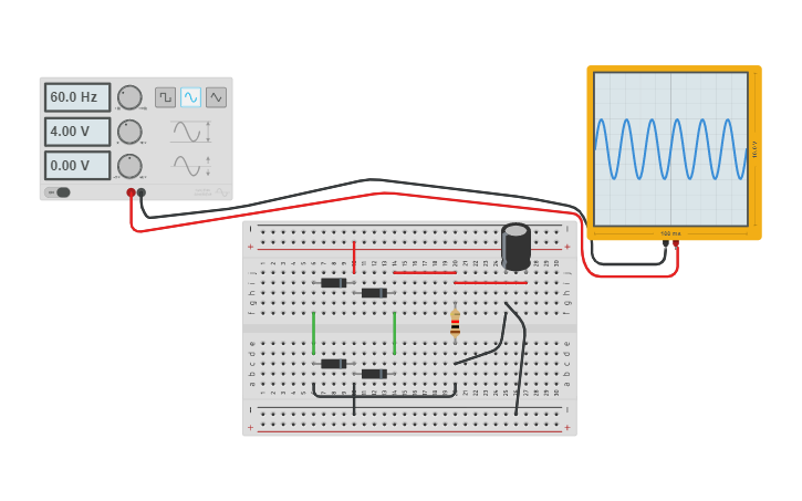 Circuit design Medición de la señal mediante el osciloscopio. - Tinkercad