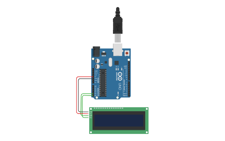 Circuit design Imprimir sobre pantalla LCD I2C - Tinkercad