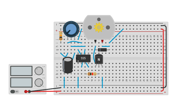 Circuit design 5. variar velocidad con 555 - Tinkercad