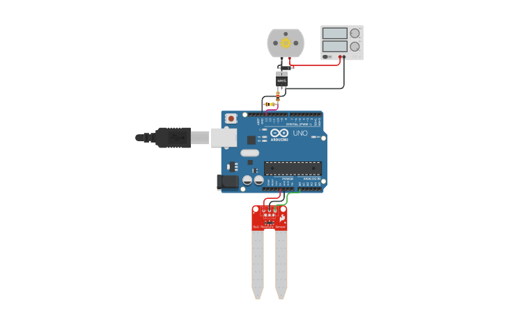 Circuit design smart watering - Tinkercad
