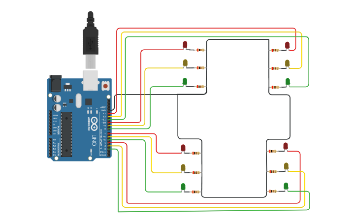 Circuit design TRAFFIC LIGHT CONTROLLER - Tinkercad