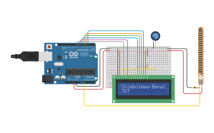 Circuit design LCD - Sensor Flex - Tinkercad
