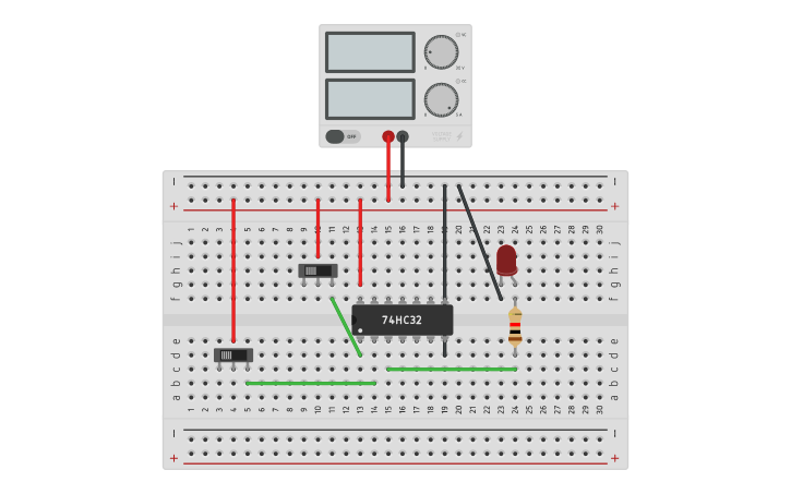 Circuit design OR 7432 - Tinkercad