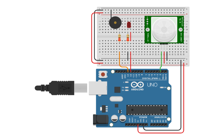 Circuit design Detecting Motion (Infrared Sensors) - Tinkercad