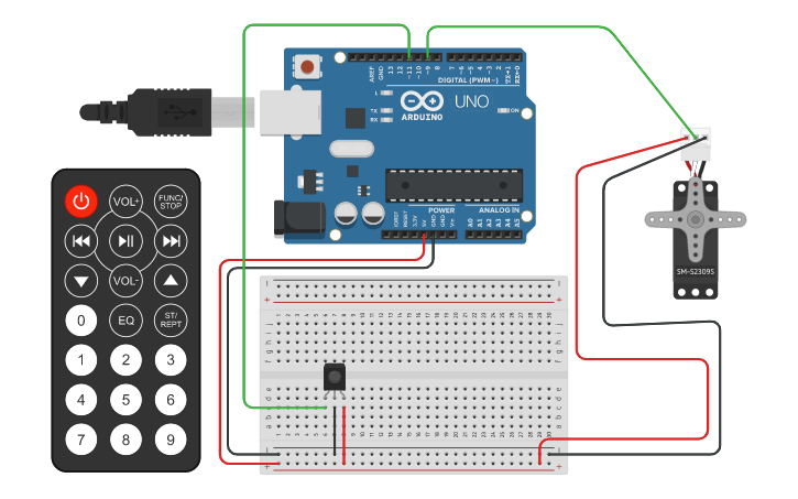 Circuit design Servo motor com controle - Tinkercad