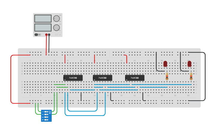 Circuit design Half Adder Using NAND Gate - Tinkercad