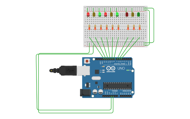 Circuit design Semáforo - Tinkercad