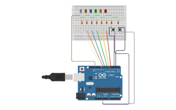 Circuit design PULL UP PULL DOWN | Tinkercad