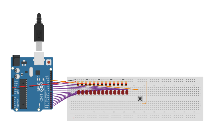 Circuit design Button bounce game - Tinkercad