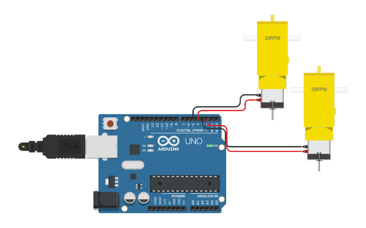 Circuit design Motores DC - Tinkercad
