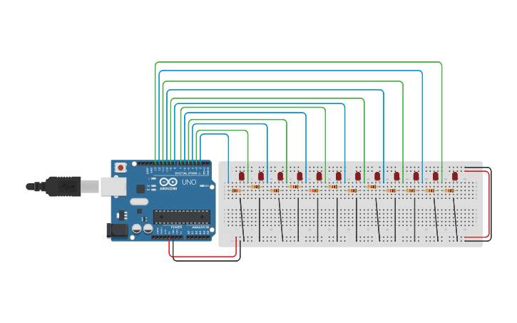 Circuit design mega aurdino - Tinkercad