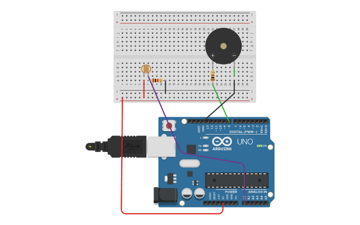 Circuit design Light Sensor Input - Tinkercad