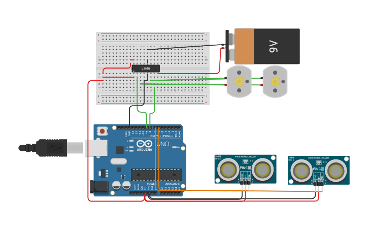 Circuit design mobile robot - Tinkercad