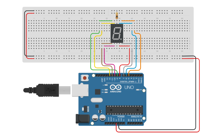Circuit design 7SEGMENT | Tinkercad