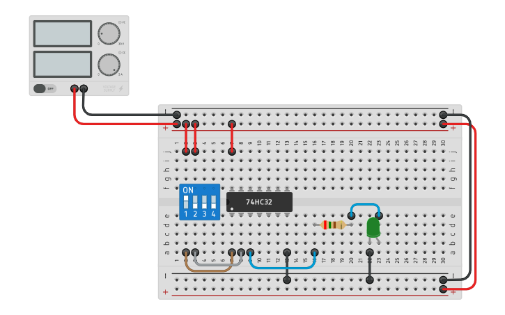 Circuit design Compuerta OR - Tinkercad