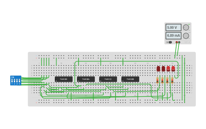 Circuit design BCD To XS3 - Tinkercad