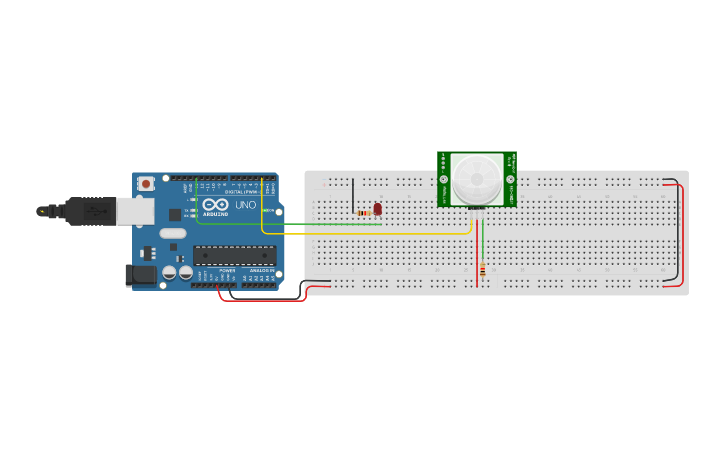 Circuit design EJERCICIO2_SENSOR PIR | Tinkercad