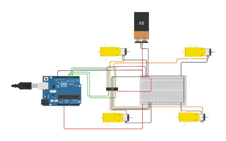 Circuit design Circuito individual: Motores Hobby Gearmotor - Tinkercad