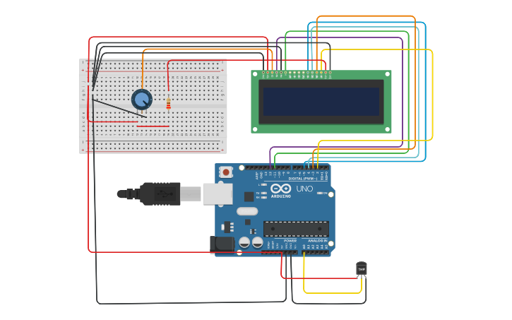 Circuit design Temperature sensor - Tinkercad
