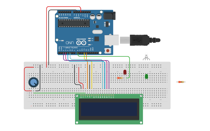 Circuit design lcd led | Tinkercad