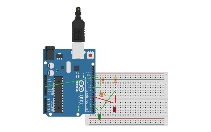 Circuit design Light sensor - Tinkercad