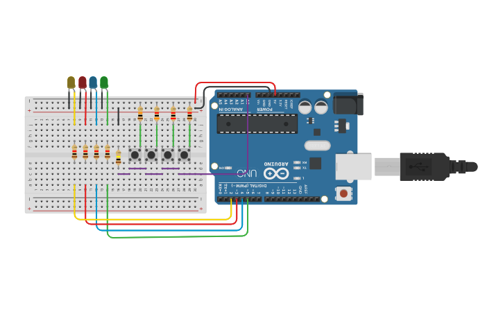 Circuit design Multiple Buttons - Tinkercad