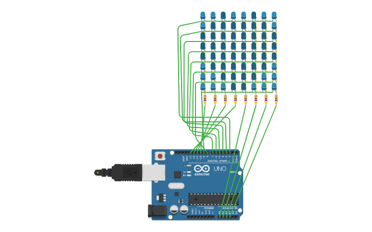 Circuit design 8x8 LED Matrix - Tinkercad