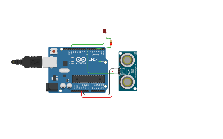 Circuit design Sensor + led rojo - Tinkercad