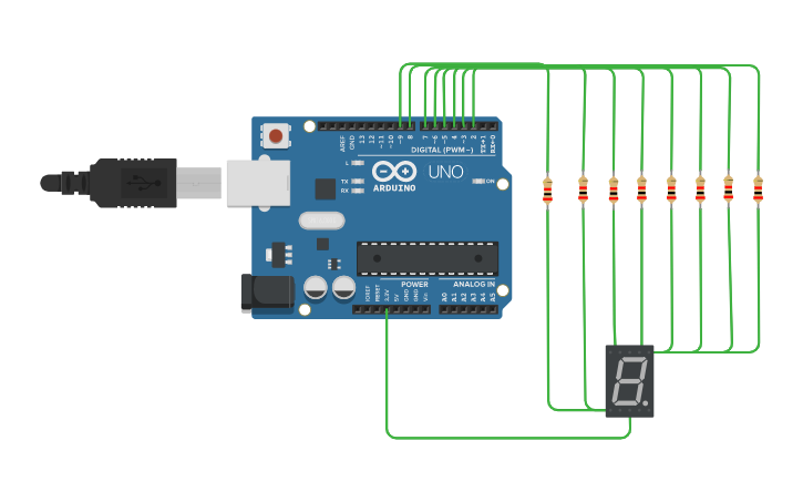 Circuit design LED 7 Segment | Tinkercad