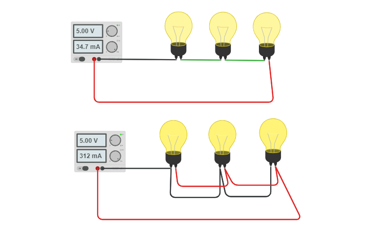 Circuit design Copy of Circuito serie y paralelo | Tinkercad