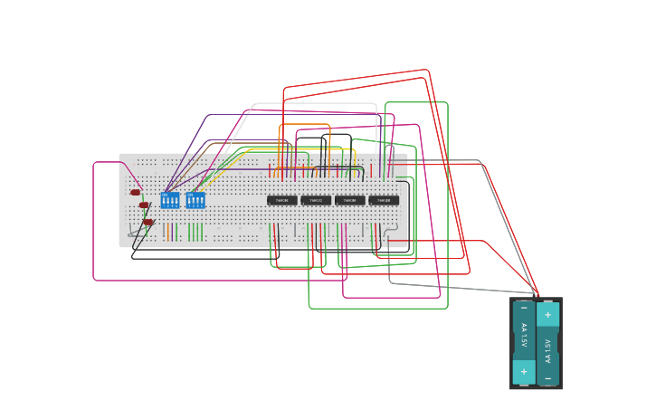 Circuit design 2-Bit Adder/Subtractor - Tinkercad