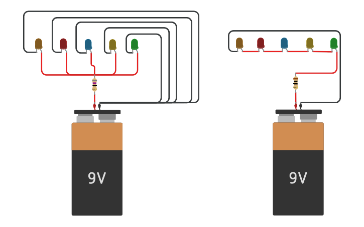 Circuit design Parallel and Serial - Tinkercad