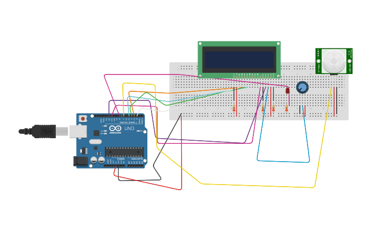 Circuit design Arduino to LCD - Tinkercad