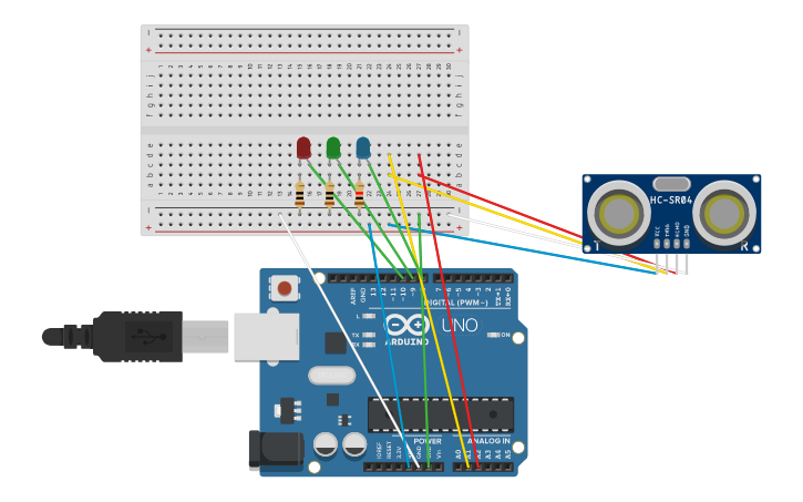 Circuit design Ultrasonido - Tinkercad
