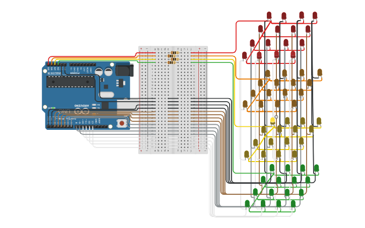 Circuit design Cleyton - Projeto Cubo de Led 4x4x4 - Tinkercad